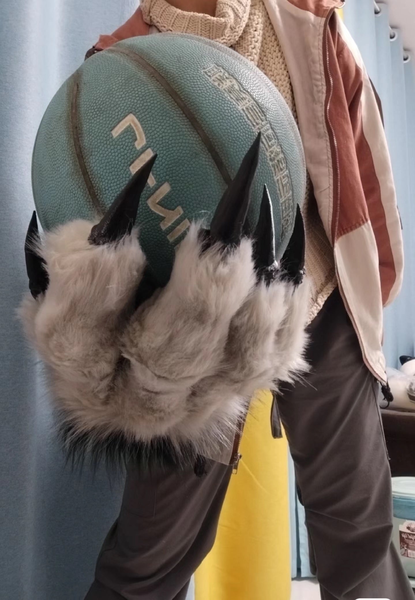 Hyper-Realistic Gray Super Giant Paws furry fursuit