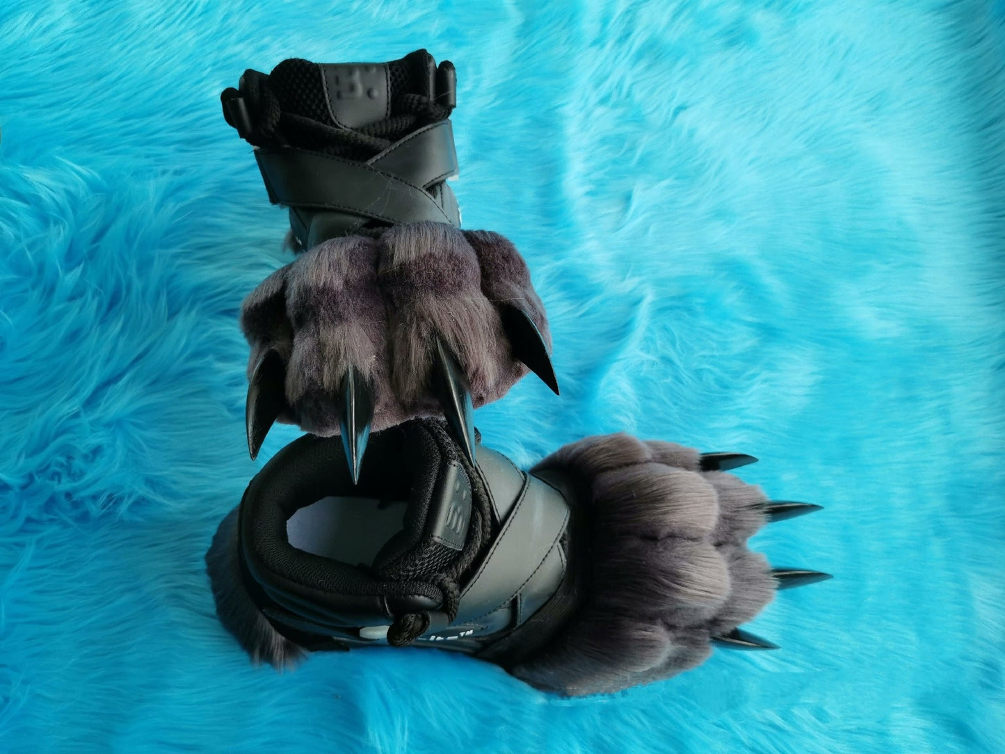 Long wolf paw shoes with black claws customizable furry fursuit