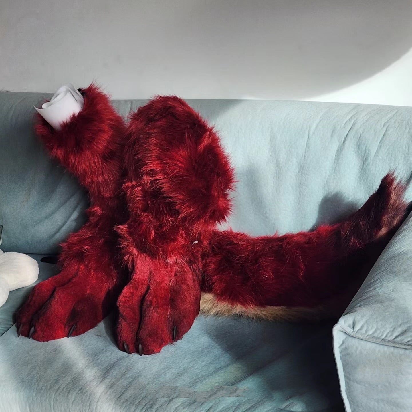 Red wolf paw feet, furry fursuit, customizable colors and sizes