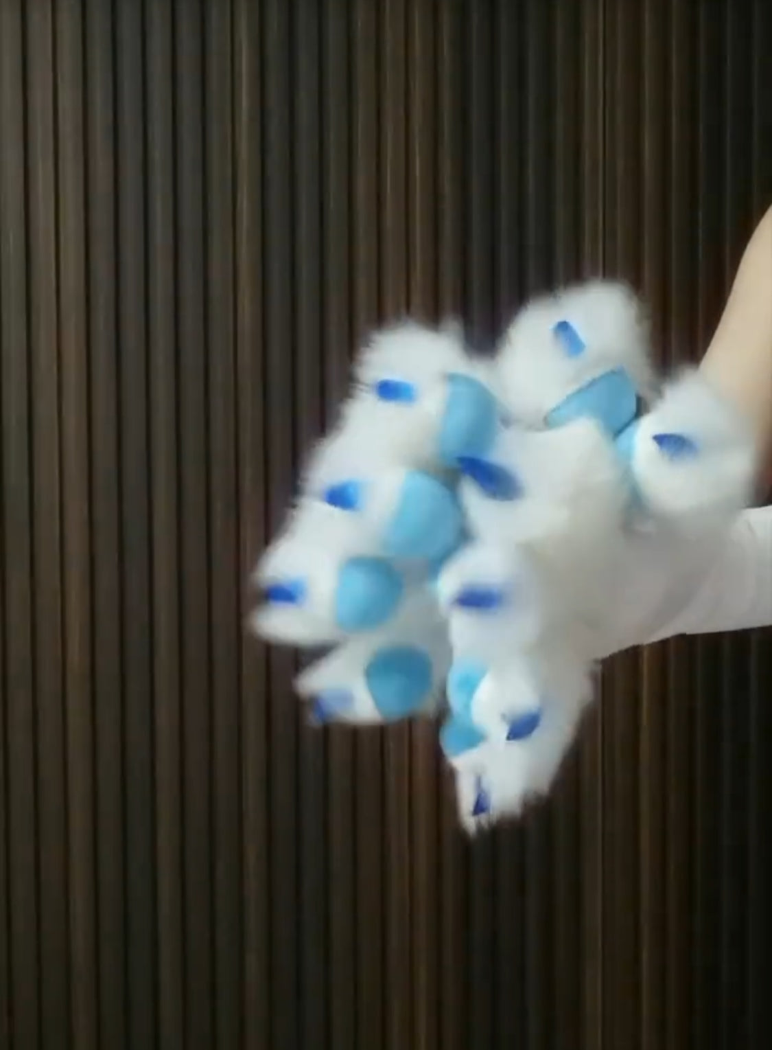 Blue & White Color-Block Realistic Paws – Stretch Fabric (Customizable Colors) furry fursuit