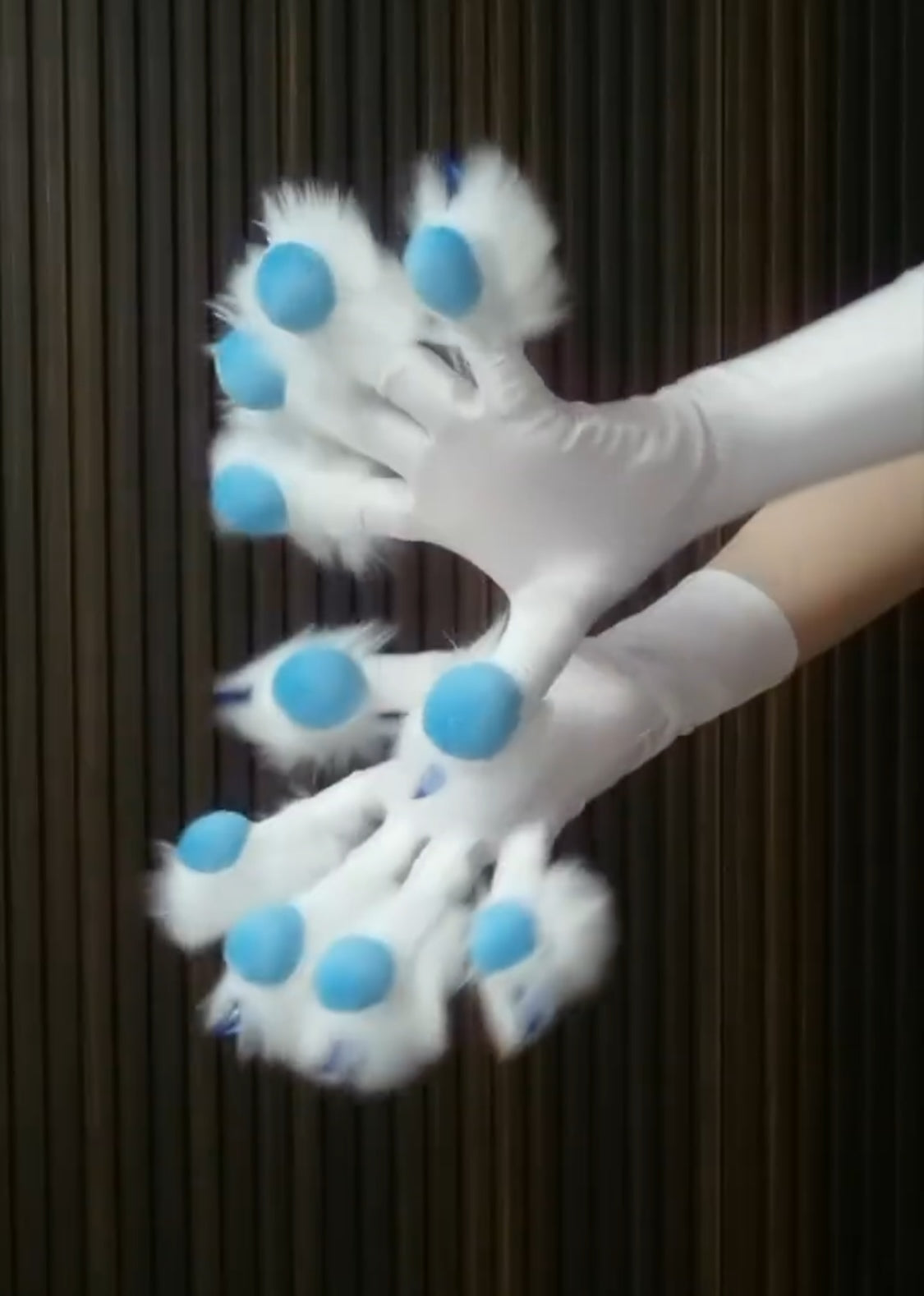 Blue & White Color-Block Realistic Paws – Stretch Fabric (Customizable Colors) furry fursuit