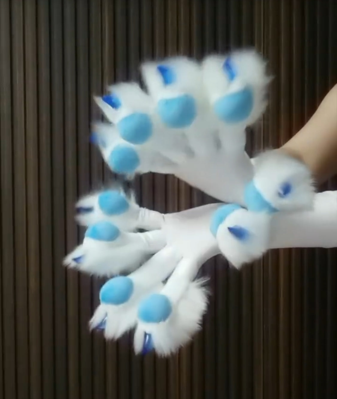 Blue & White Color-Block Realistic Paws – Stretch Fabric (Customizable Colors) furry fursuit