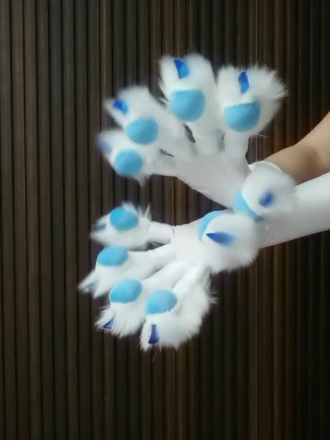 Blue & White Color-Block Realistic Paws – Stretch Fabric (Customizable Colors) furry fursuit