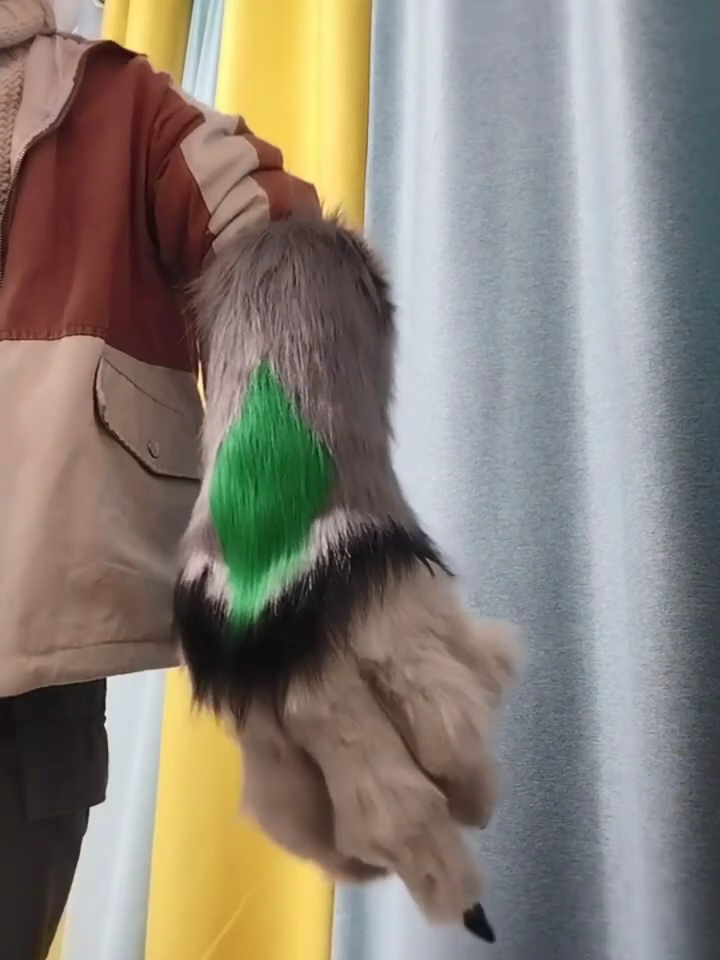 Hyper-Realistic Gray Super Giant Paws furry fursuit