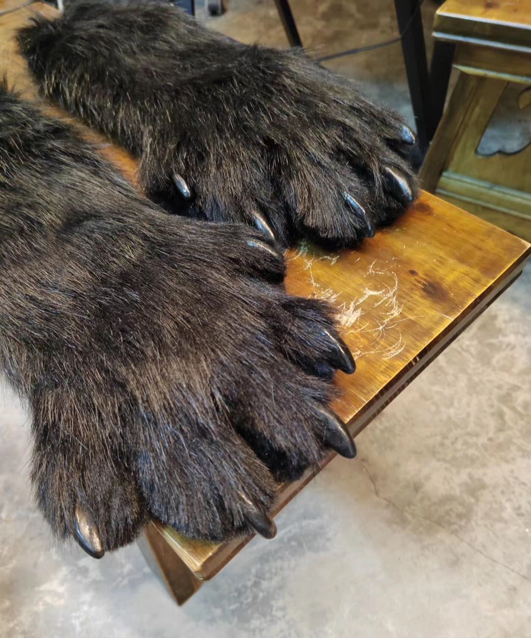 Gray Paw Pads Black Artificial Fur  Big Dog paws Customizable colors furry  fursuit