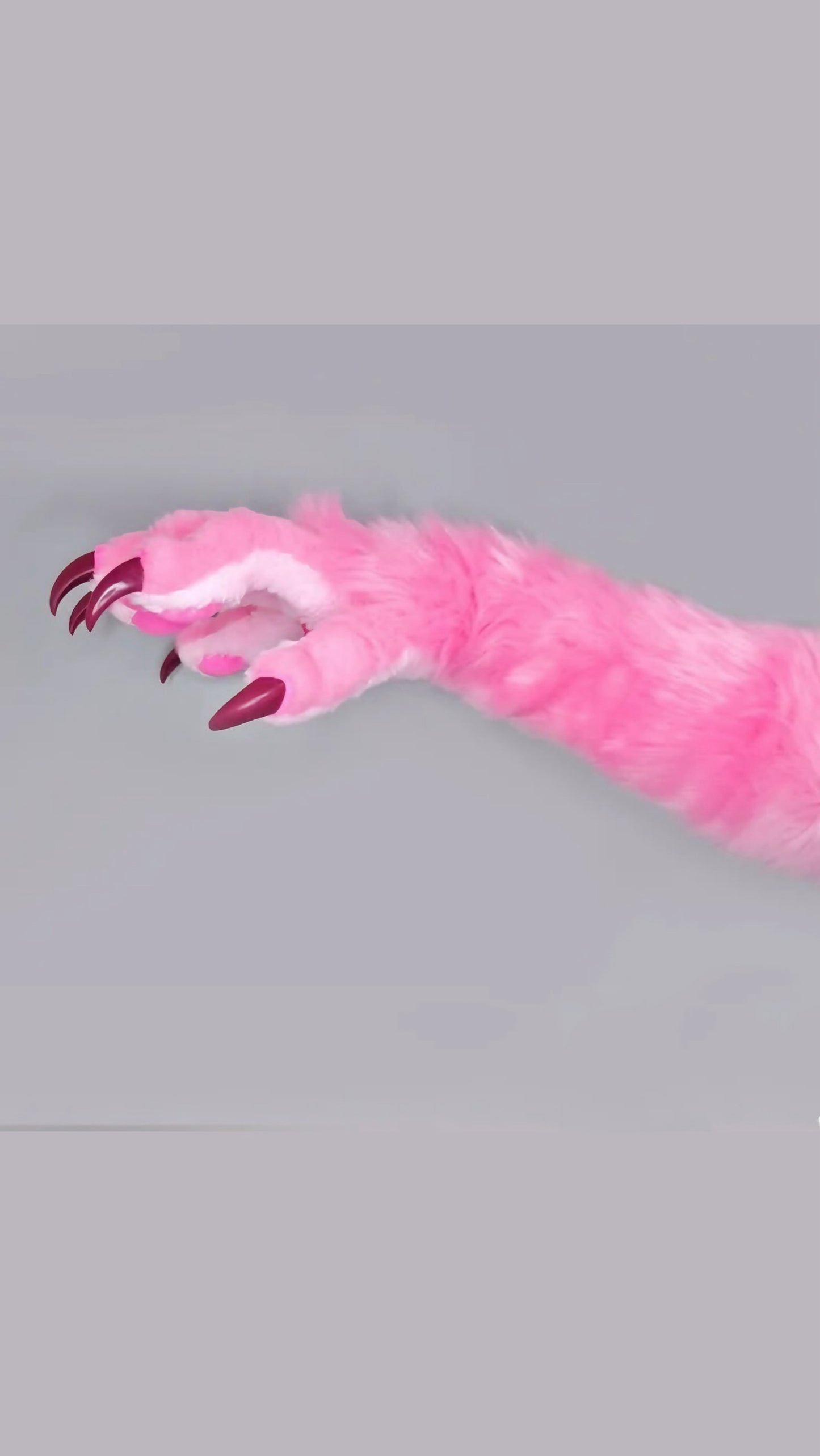 Pink synthetic fur fabric Red claws Realistic paws furry furries fursuit