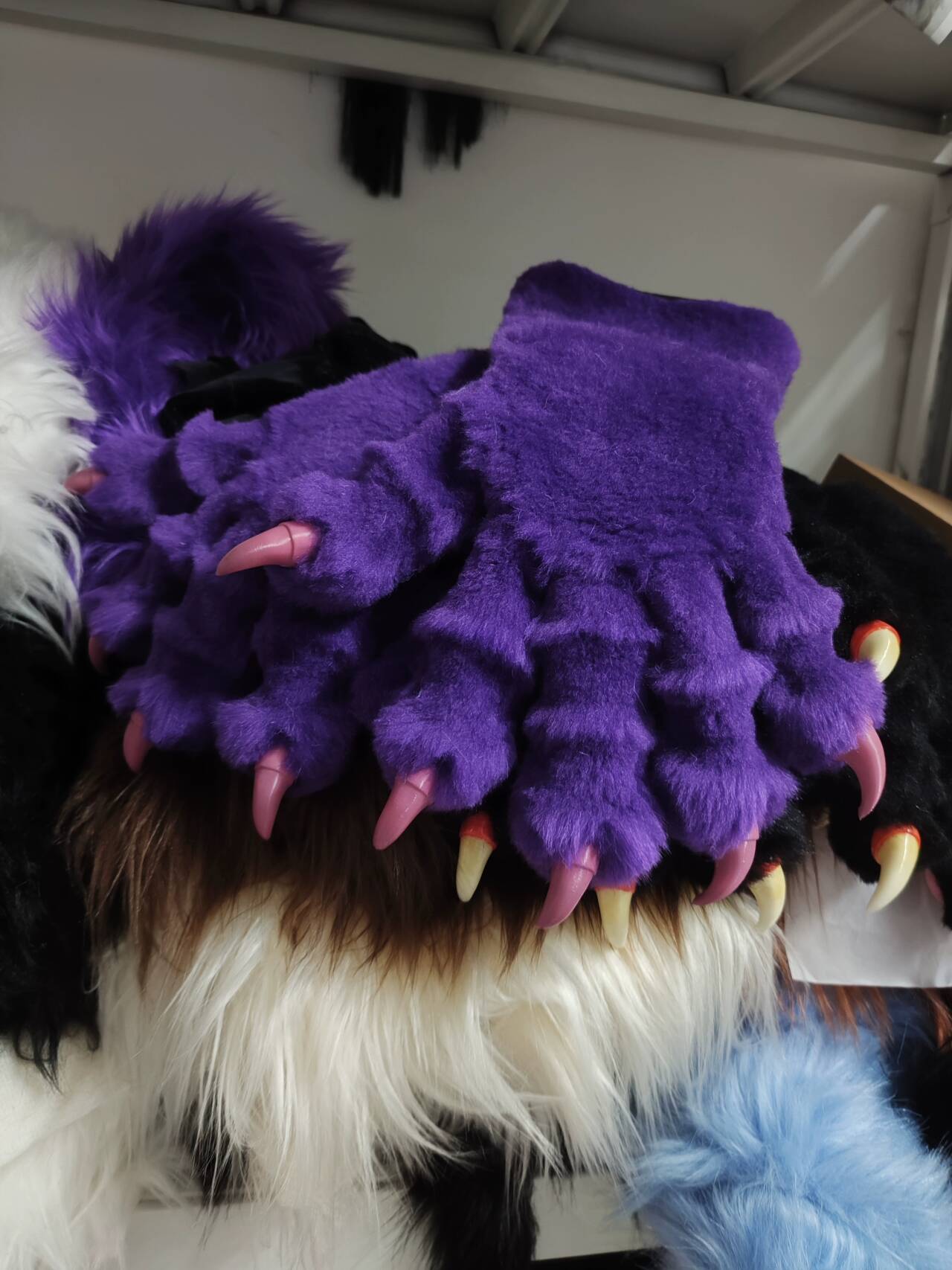 Purple realistic  paws  Pink claws furry fursuit