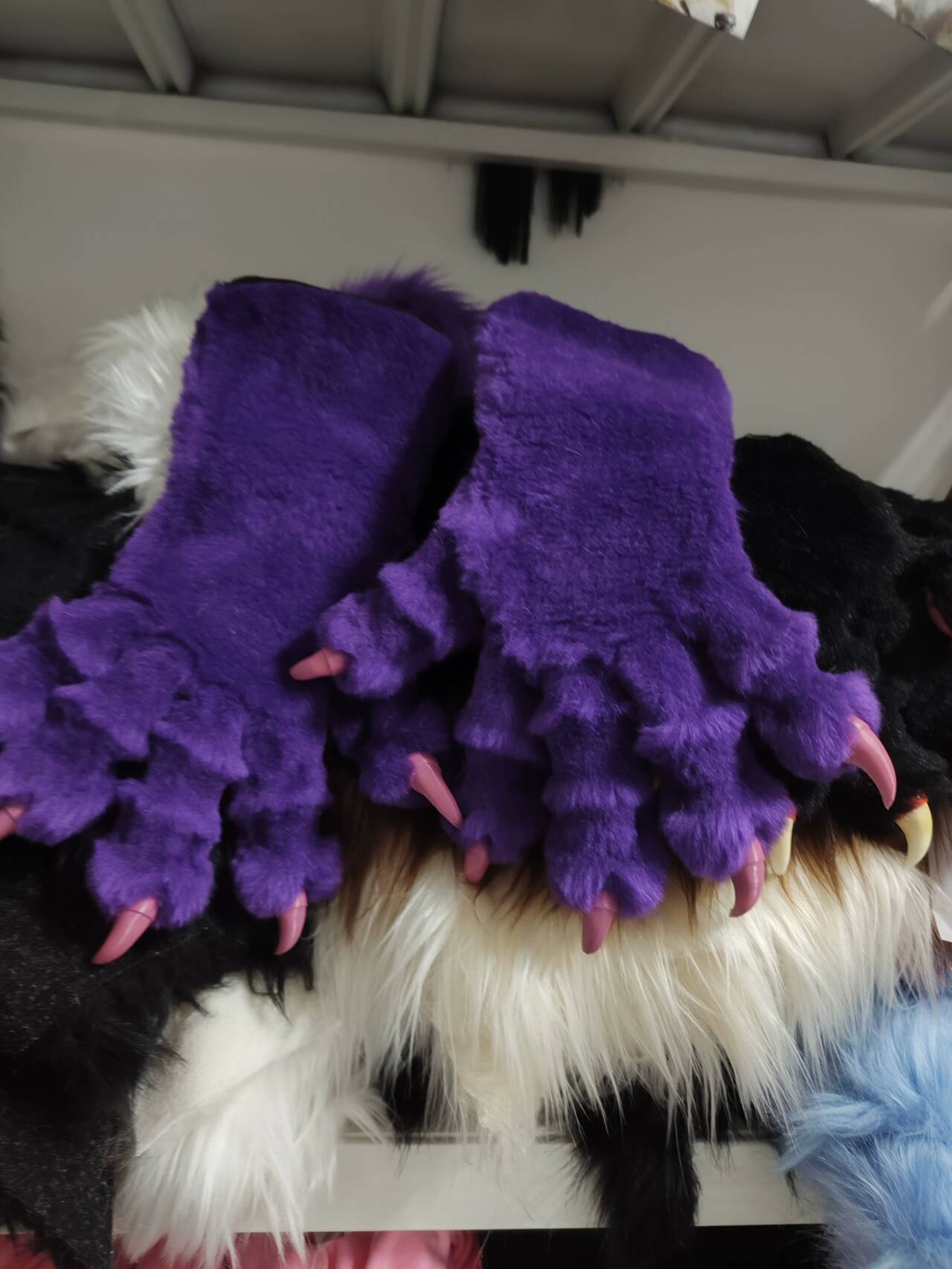 Purple realistic  paws  Pink claws furry fursuit