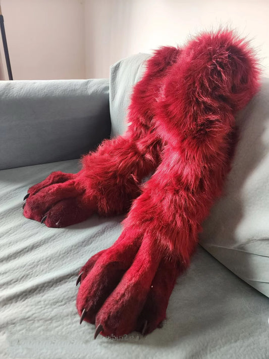 Red wolf paw feet, furry fursuit, customizable colors and sizes