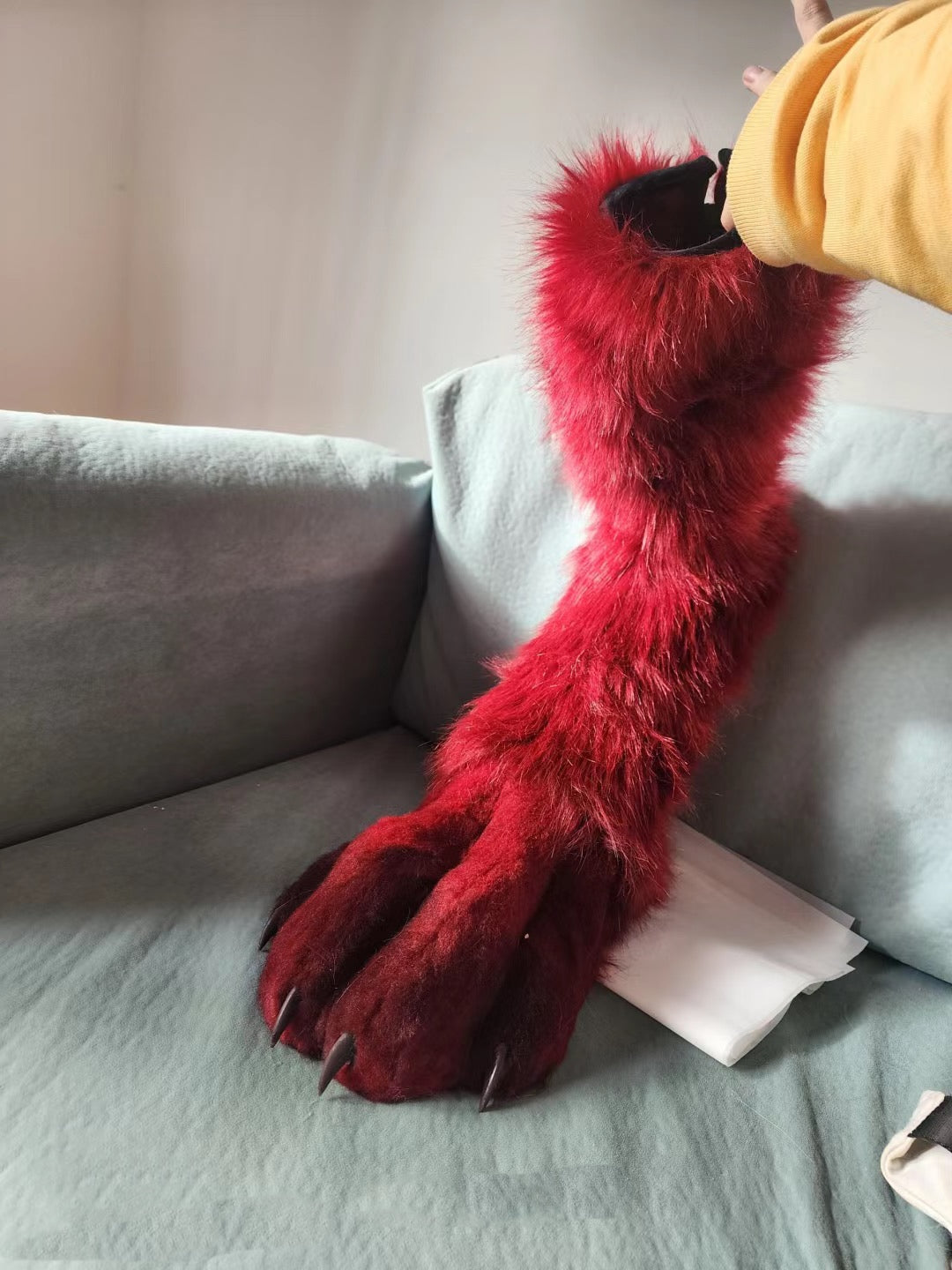 Red wolf paw feet, furry fursuit, customizable colors and sizes