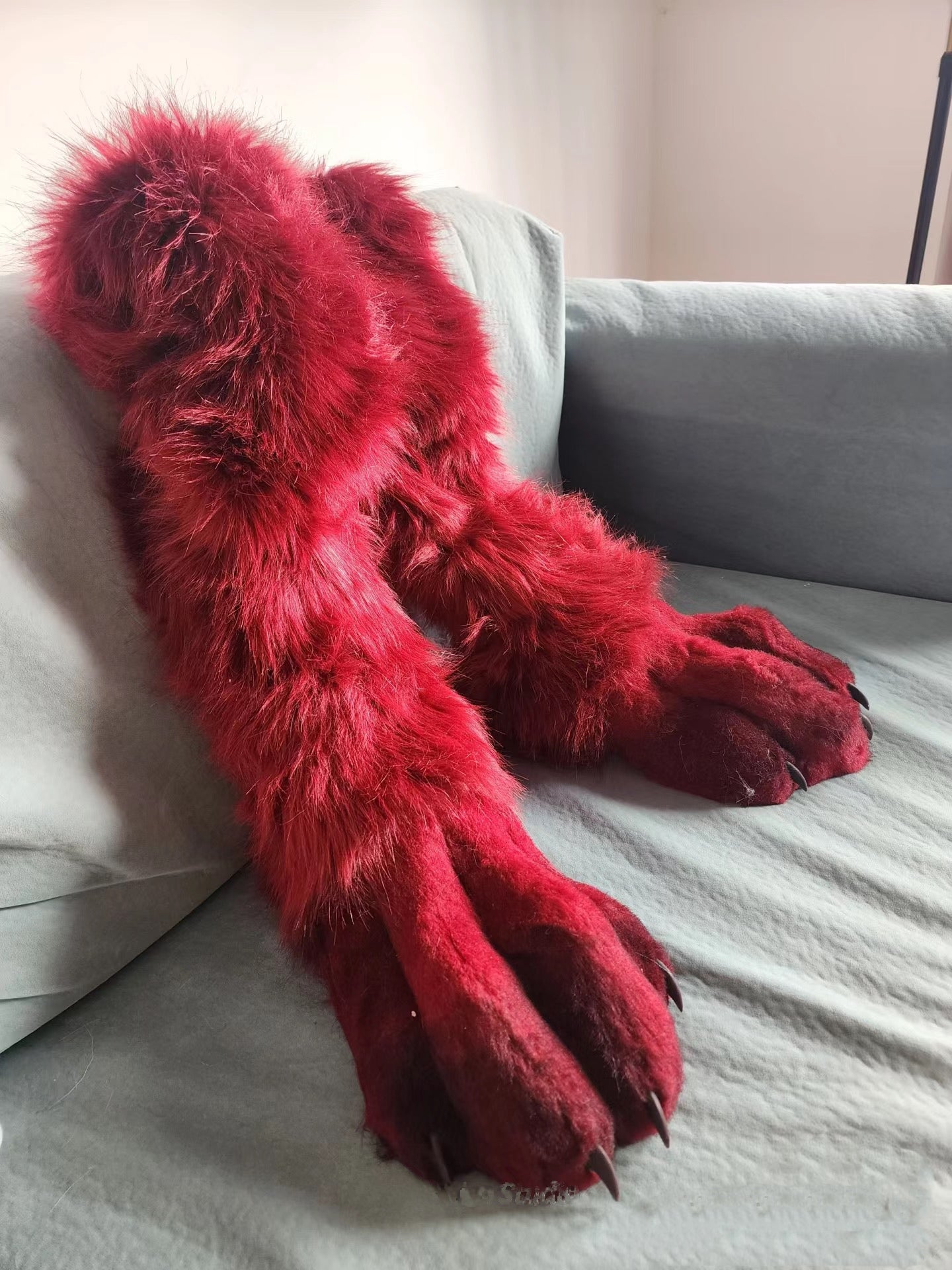 Red wolf paw feet, furry fursuit, customizable colors and sizes
