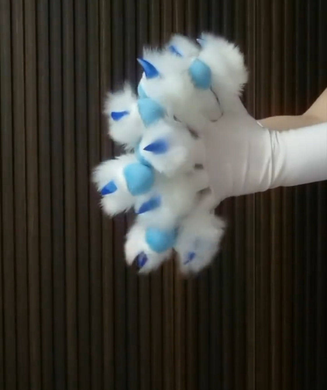 Blue & White Color-Block Realistic Paws – Stretch Fabric (Customizable Colors) furry fursuit