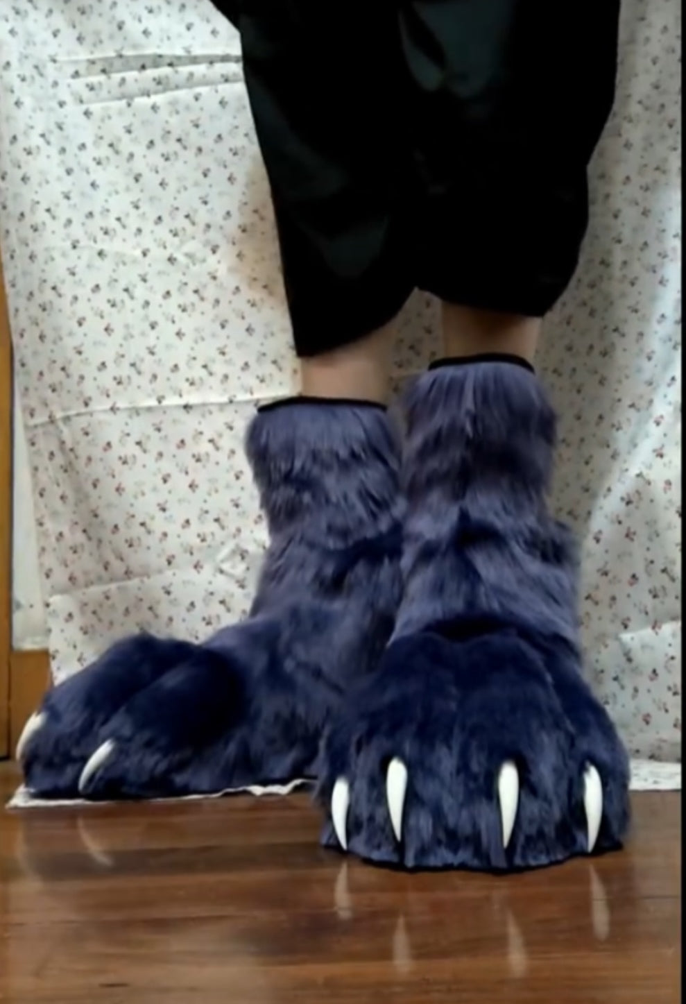 Blue wolf paw feet, furry fursuit, customizable colors and sizes