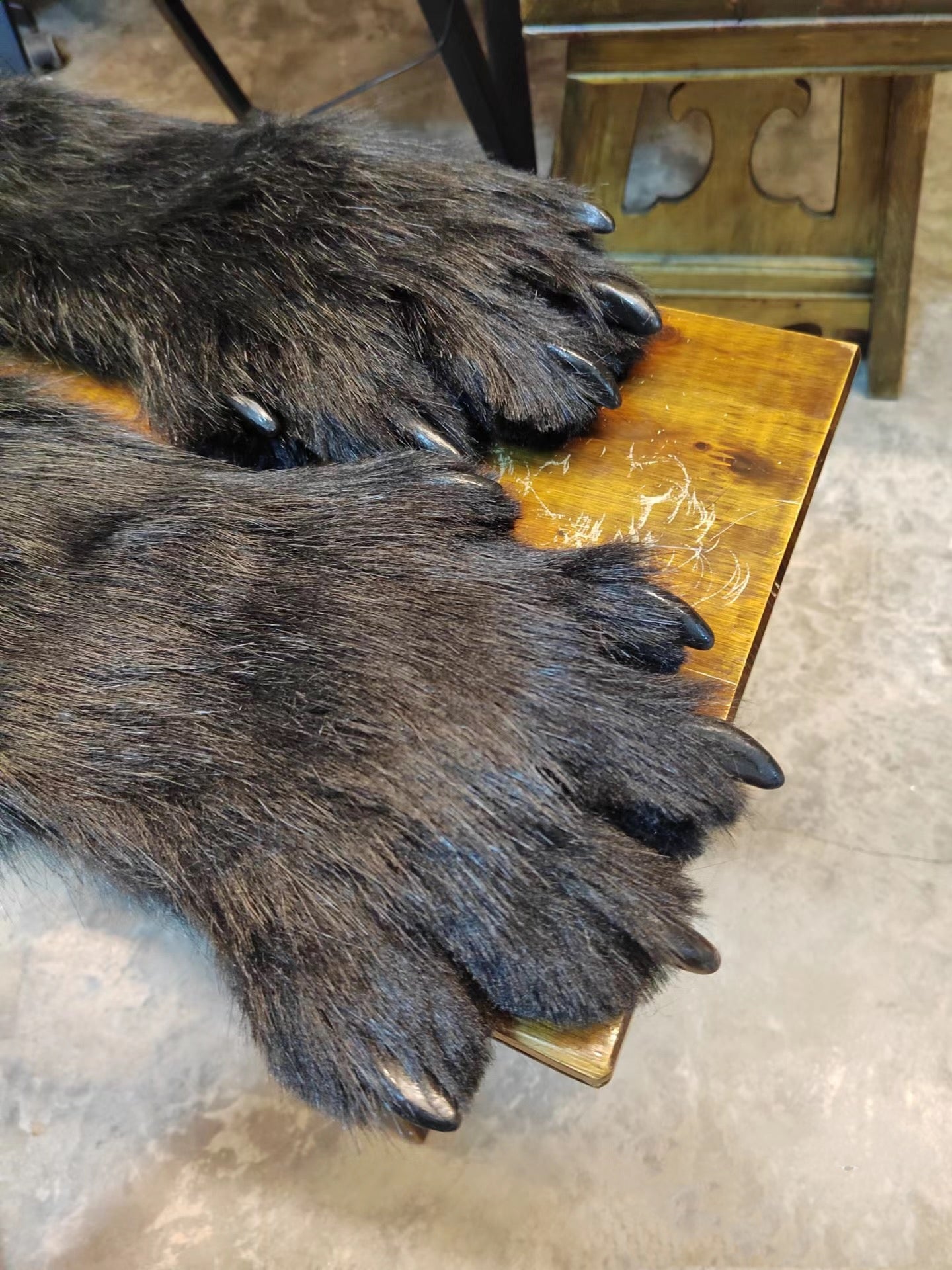 Gray Paw Pads Black Artificial Fur  Big Dog paws Customizable colors furry  fursuit