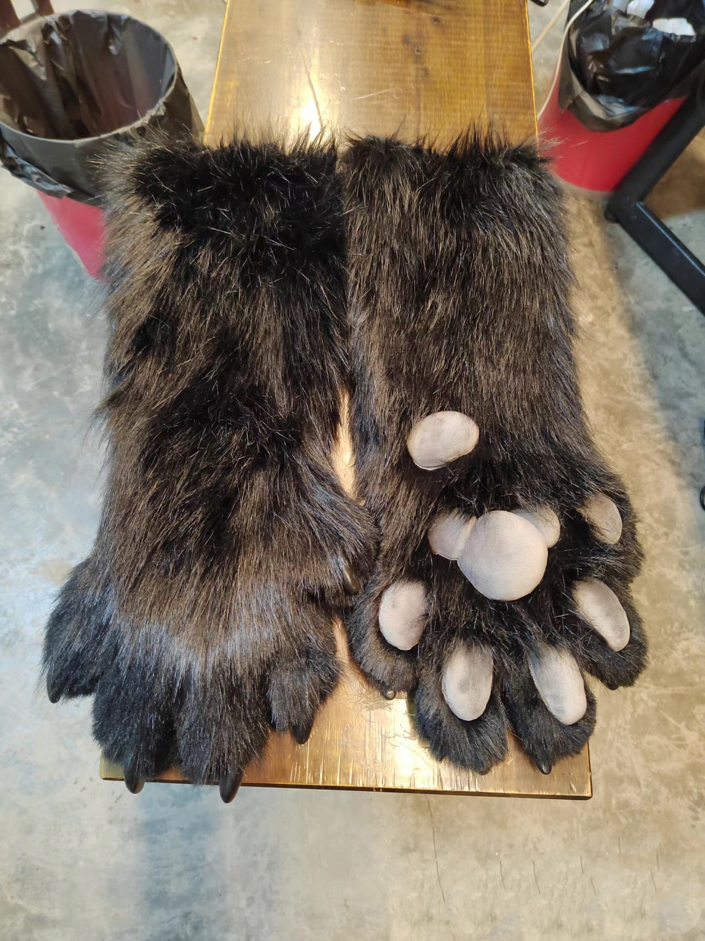 Gray Paw Pads Black Artificial Fur  Big Dog paws Customizable colors furry  fursuit