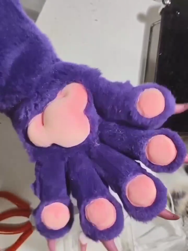 Purple realistic  paws  Pink claws furry fursuit