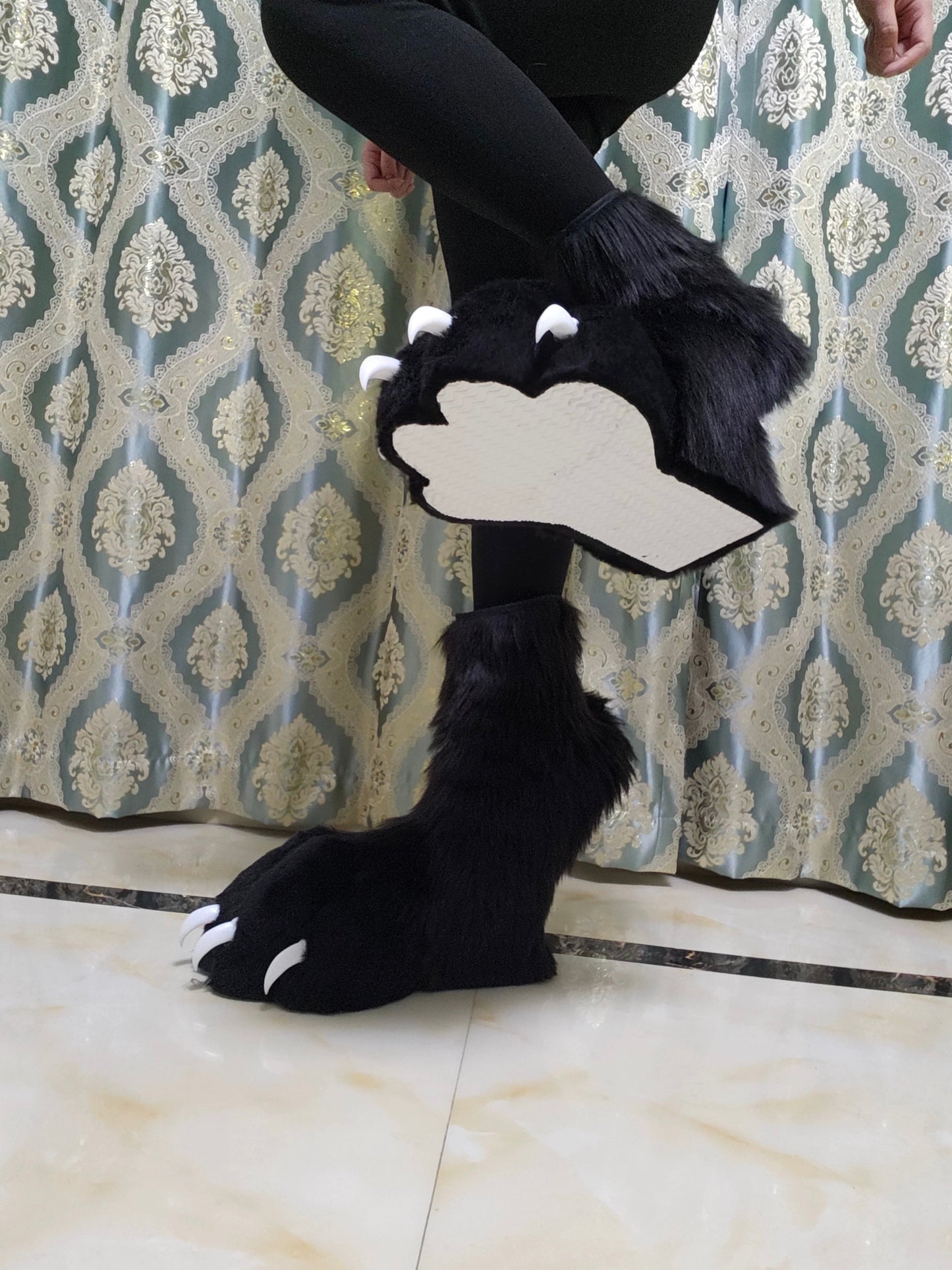 Black paw feet with white claws for a fursuit color customization available.
