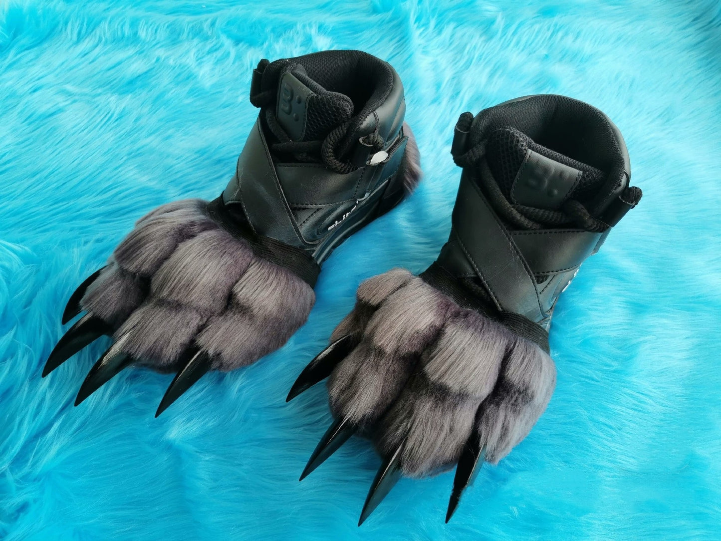 Long wolf paw shoes with black claws  customizable furry fursuit