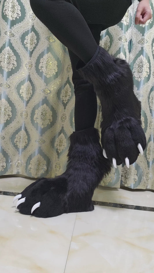Black paw feet with white claws for a fursuit color customization available.