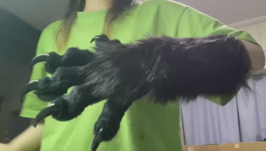 All-black realistic large claws with silicone pads furry fursuit handpaws hand gloves accept custom orders