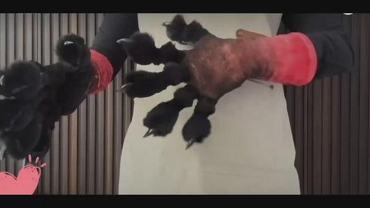 Black and red sleeves, two-tone color-blocked paws furry fursuit
