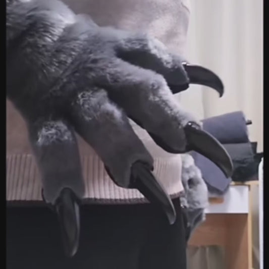 Grey Realistic Large Wolf paws furry fursuit custom