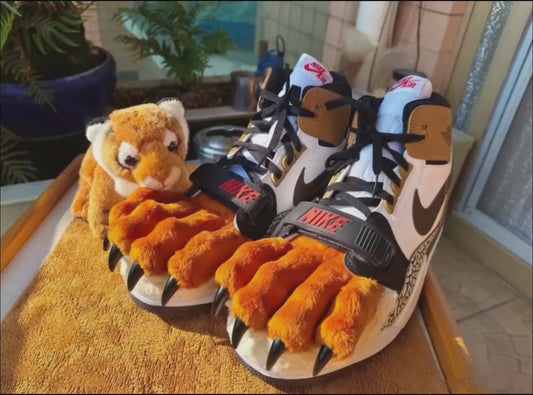 Yellow faux fur patchwork sneakers, fursuit  furry  paw shoes  customizable